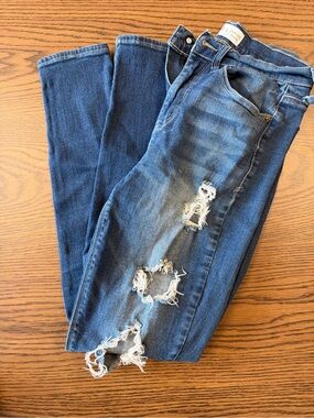 Mudd Women's Distressed Dark Blue Skinny Jeans